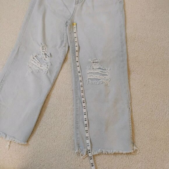 Kensie Wide Leg Capri Light Wash Frayed Hippie Hipster Bohemian Jeans Size 2 - Picture 6 of 11